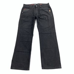 Cavi Relaxed Straight Leg Jeans Size 36 Mens Solid Black Denim Designer Urban